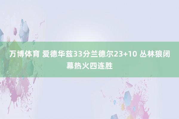 万博体育 爱德华兹33分兰德尔23+10 丛林狼闭幕热火四连胜