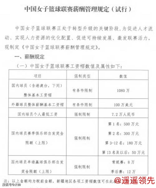 WCBA设立工资帽 下赛季正式执行
