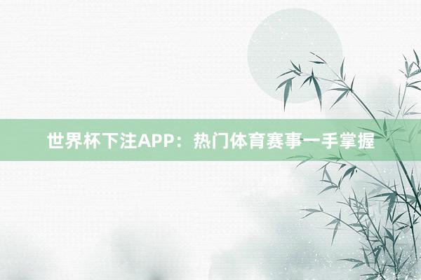 世界杯下注APP：热门体育赛事一手掌握