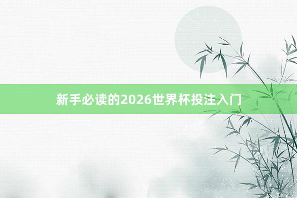 新手必读的2026世界杯投注入门