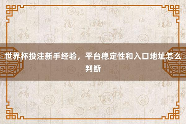世界杯投注新手经验，平台稳定性和入口地址怎么判断