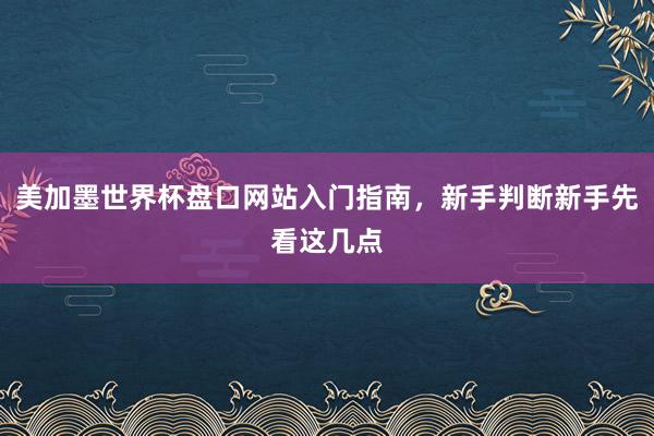 美加墨世界杯盘口网站入门指南，新手判断新手先看这几点